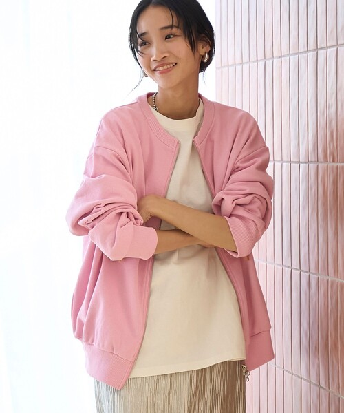 coen（コーエン）の「ヘビー裏毛ダブルジップカーディガン（カーディガン/ボレロ・レディース・ライトグレー/ダークグレー/オフホワイト/ピンク・M/L）」の4枚目の写真