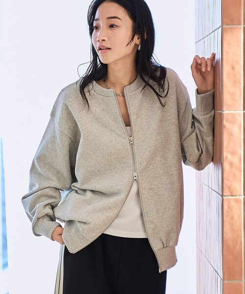 coen（コーエン）の「ヘビー裏毛ダブルジップカーディガン（カーディガン/ボレロ・レディース・ライトグレー/ダークグレー/オフホワイト/ピンク・M/L）」の2枚目の写真
