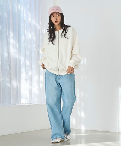 coen（コーエン）の「ヘビー裏毛ダブルジップカーディガン（カーディガン/ボレロ・レディース・ライトグレー/ダークグレー/オフホワイト/ピンク・M/L）」の8枚目の写真