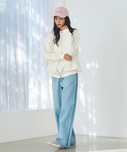 coen（コーエン）の「ヘビー裏毛ダブルジップカーディガン（カーディガン/ボレロ・レディース・ライトグレー/ダークグレー/オフホワイト/ピンク・M/L）」の9枚目の写真