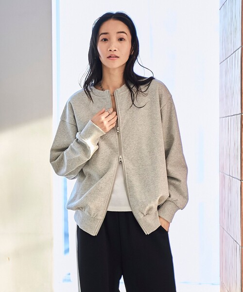coen（コーエン）の「ヘビー裏毛ダブルジップカーディガン（カーディガン/ボレロ・レディース・ライトグレー/ダークグレー/オフホワイト/ピンク・M/L）」の11枚目の写真