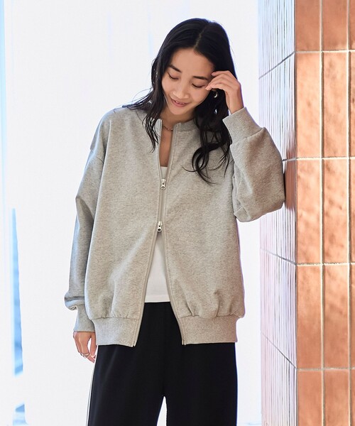 coen（コーエン）の「ヘビー裏毛ダブルジップカーディガン（カーディガン/ボレロ・レディース・ライトグレー/ダークグレー/オフホワイト/ピンク・M/L）」の12枚目の写真