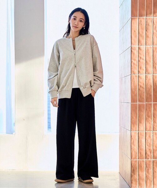 coen（コーエン）の「ヘビー裏毛ダブルジップカーディガン（カーディガン/ボレロ・レディース・ライトグレー/ダークグレー/オフホワイト/ピンク・M/L）」の14枚目の写真