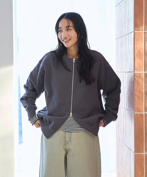 coen（コーエン）の「ヘビー裏毛ダブルジップカーディガン（カーディガン/ボレロ・レディース・ライトグレー/ダークグレー/オフホワイト/ピンク・M/L）」の17枚目の写真