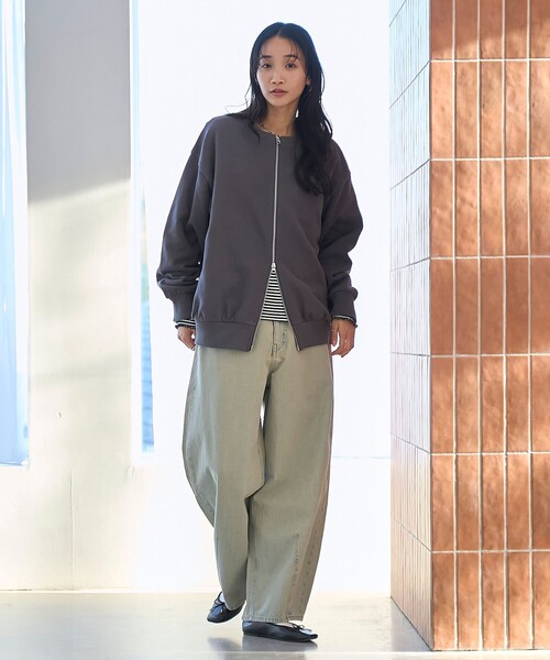 coen（コーエン）の「ヘビー裏毛ダブルジップカーディガン（カーディガン/ボレロ・レディース・ライトグレー/ダークグレー/オフホワイト/ピンク・M/L）」の21枚目の写真