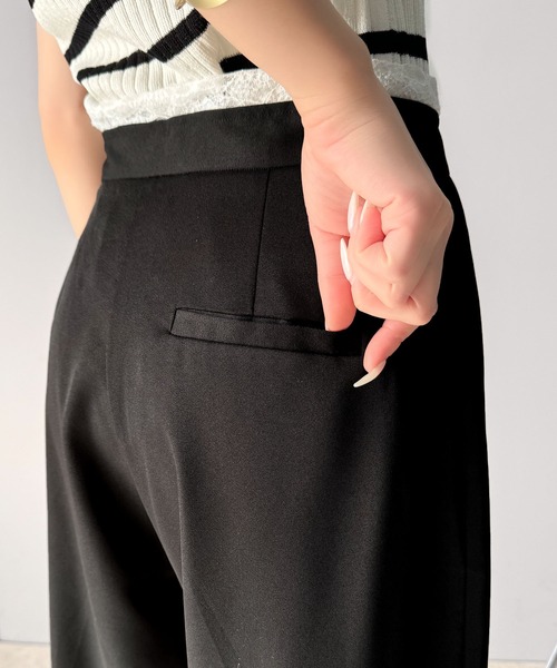 mily bilet(ミウィビレット)の「【mily bilet】新感覚デザイン。レース使いダブルウエストワイドスラックスパンツ(スラックス・レディース・グレー/ネイビー/ブラック/アイボリー/グレー系その他・SMALL/X-LARGE/LARGE/MEDIUM)」の19枚目の写真