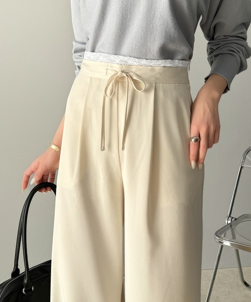 セール】【mily bilet】新感覚デザイン。レース使いダブルウエスト