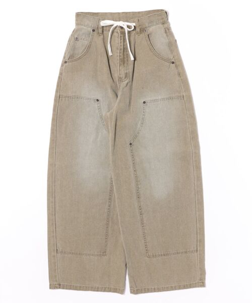 WEGO（ウィゴー）の「WEGO/ヴィンテージウォッシュダックダブルニーバギーパンツ（デニムパンツ・レディース・ベージュ系その他/ベージュ・SMALL/MEDIUM）」の2枚目の写真