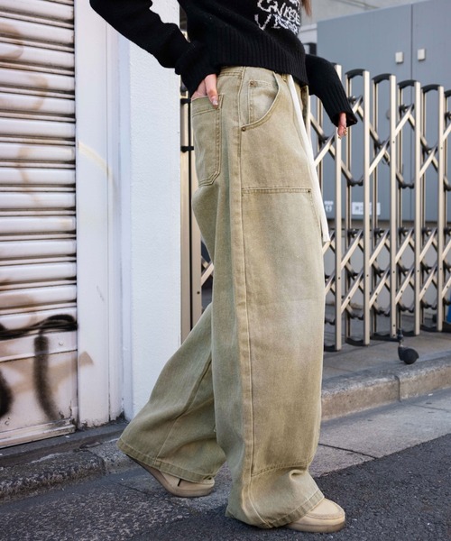 WEGO（ウィゴー）の「WEGO/ヴィンテージウォッシュダックダブルニーバギーパンツ（デニムパンツ・レディース・ベージュ系その他/ベージュ・SMALL/MEDIUM）」の11枚目の写真