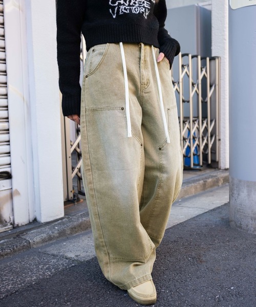 WEGO（ウィゴー）の「WEGO/ヴィンテージウォッシュダックダブルニーバギーパンツ（デニムパンツ・レディース・ベージュ系その他/ベージュ・SMALL/MEDIUM）」の12枚目の写真