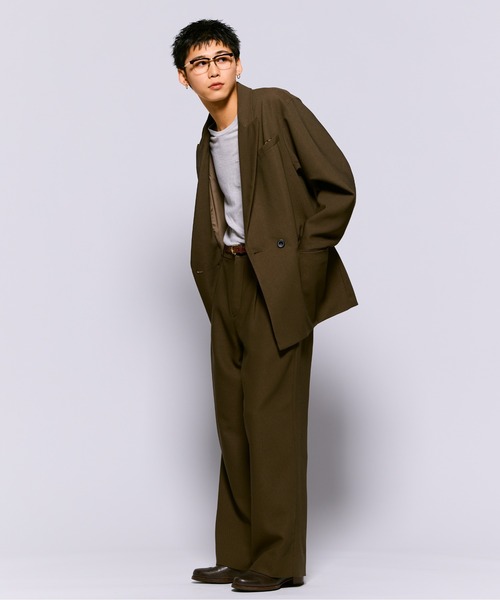 THE BOLDMAN オリーブ ダブルブレスト テーラードジャケット セール】Double Breasted Twill Jacket / ダブルブレスドツイル