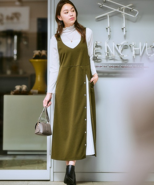 SMILE LAND（スマイルランド）の「＜大きいサイズ＞ やわらか素材プリーツデザインジャンパースカート（ジャンパースカート・レディース・ブラック/カーキ・LL/3L/4L/5L/L）」の5枚目の写真