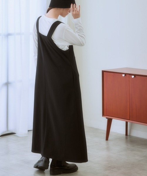 SMILE LAND（スマイルランド）の「＜大きいサイズ＞ やわらか素材プリーツデザインジャンパースカート（ジャンパースカート・レディース・ブラック/カーキ・LL/3L/4L/5L/L）」の8枚目の写真