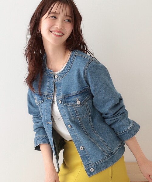 セール】【S-LL】大人のための ノーカラーデニムジャケット（デニム