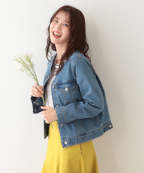 セール】【S-LL】大人のための ノーカラーデニムジャケット（デニム