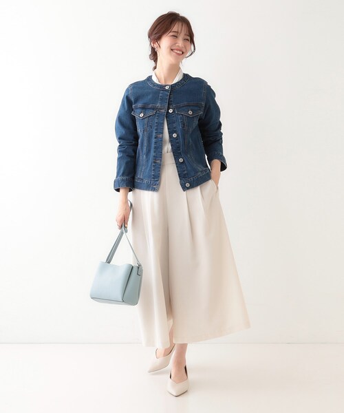 DRESKIP（ドレスキップ）の「【S-LL】大人のための ノーカラーデニムジャケット（デニムジャケット・レディース・ライトグレー/ブルー系その他/ライトブルー・01/03/02/04）」の6枚目の写真