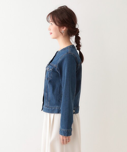 DRESKIP（ドレスキップ）の「【S-LL】大人のための ノーカラーデニムジャケット（デニムジャケット・レディース・ライトグレー/ブルー系その他/ライトブルー・01/03/02/04）」の9枚目の写真