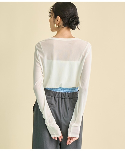 Settimissimo（セッティミッシモ）の「パワーネット メッシュ シアー クルーネック プルオーバー（Tシャツ/カットソー・レディース・オフホワイト/ピンク/ブラック・FREE）」の7枚目の写真