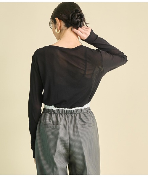 Settimissimo（セッティミッシモ）の「パワーネット メッシュ シアー クルーネック プルオーバー（Tシャツ/カットソー・レディース・オフホワイト/ピンク/ブラック・FREE）」の14枚目の写真