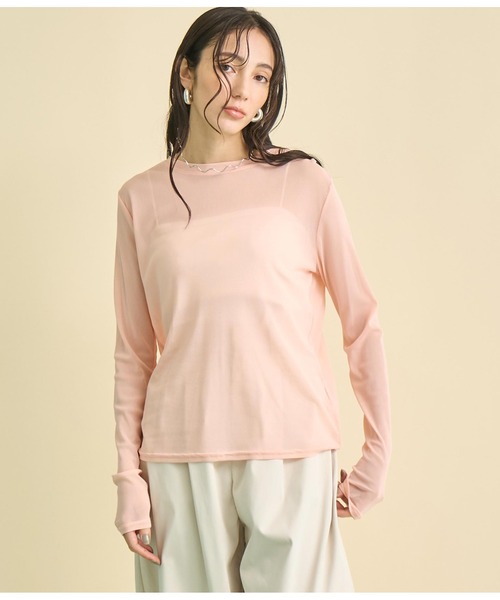 Settimissimo（セッティミッシモ）の「パワーネット メッシュ シアー クルーネック プルオーバー（Tシャツ/カットソー・レディース・オフホワイト/ピンク/ブラック・FREE）」の19枚目の写真