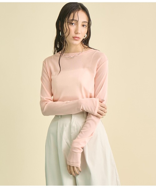 Settimissimo（セッティミッシモ）の「パワーネット メッシュ シアー クルーネック プルオーバー（Tシャツ/カットソー・レディース・オフホワイト/ピンク/ブラック・FREE）」の20枚目の写真