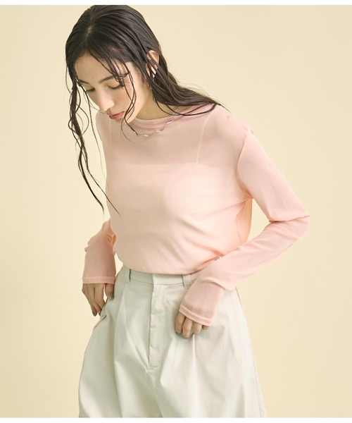 Settimissimo（セッティミッシモ）の「パワーネット メッシュ シアー クルーネック プルオーバー（Tシャツ/カットソー・レディース・オフホワイト/ピンク/ブラック・FREE）」の22枚目の写真