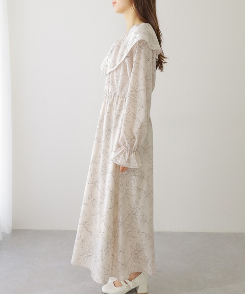 Lace Ladies(レースレディース)の「ボタニカル柄 ビッグカラー キャンディ袖 マキシ ワンピース(ワンピース・レディース・ベージュ/アイボリー/ブラック・S/FREE)」の19枚目の写真