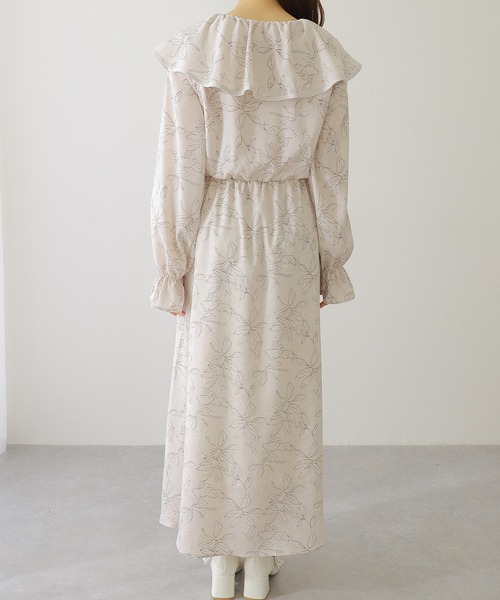 Lace Ladies(レースレディース)の「ボタニカル柄 ビッグカラー キャンディ袖 マキシ ワンピース(ワンピース・レディース・ベージュ/アイボリー/ブラック・S/FREE)」の20枚目の写真