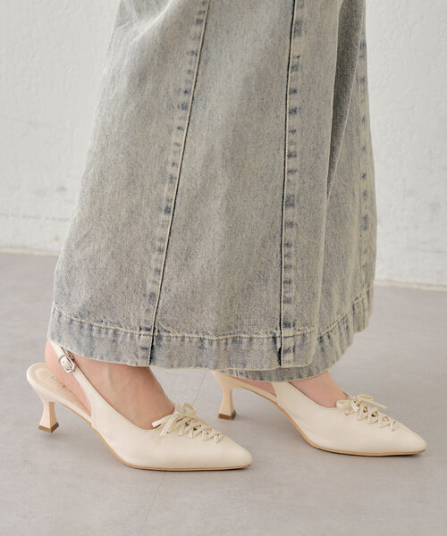 Chico（チコ）の「【3サイズ展開】レースアップデザインミュール