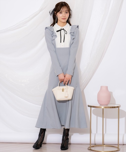 WILLSELECTION（ウィルセレクション）の「配色ヨークマーメイドワンピース（ワンピース・レディース・ベージュ/ミント/ブルー・FREE）」の3枚目の写真