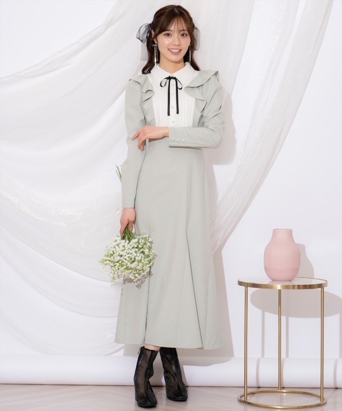 WILLSELECTION（ウィルセレクション）の「配色ヨークマーメイドワンピース（ワンピース・レディース・ベージュ/ミント/ブルー・FREE）」の2枚目の写真