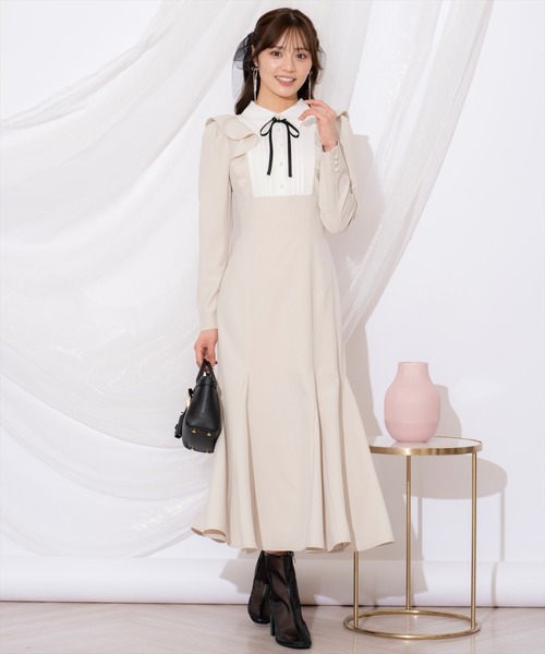 WILLSELECTION（ウィルセレクション）の「配色ヨークマーメイドワンピース（ワンピース・レディース・ベージュ/ミント/ブルー・FREE）」の5枚目の写真