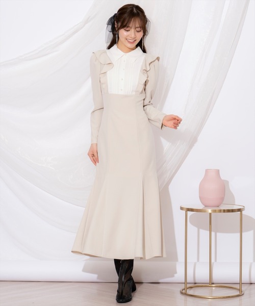 WILLSELECTION（ウィルセレクション）の「配色ヨークマーメイドワンピース（ワンピース・レディース・ベージュ/ミント/ブルー・FREE）」の14枚目の写真