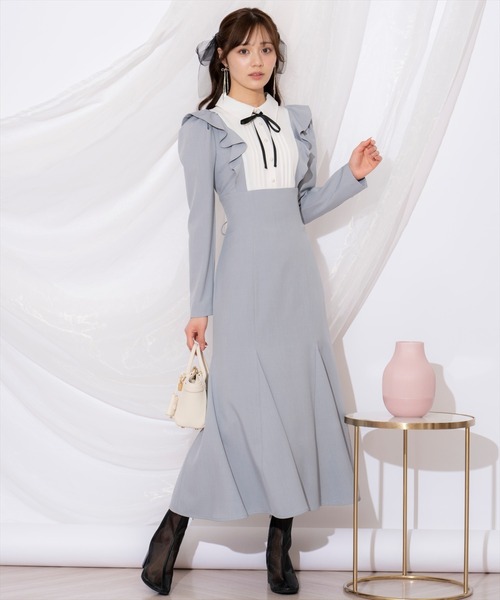 セール】配色ヨークマーメイドワンピース（ワンピース