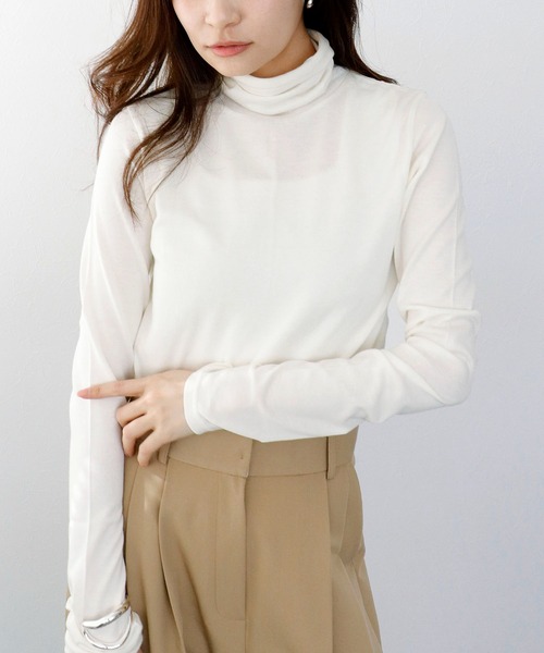 tシャツ コットンカシミヤ プレミアムタートルトップス レディース セール】コットンカシミヤ プレミアムタートルトップス（Tシャツ