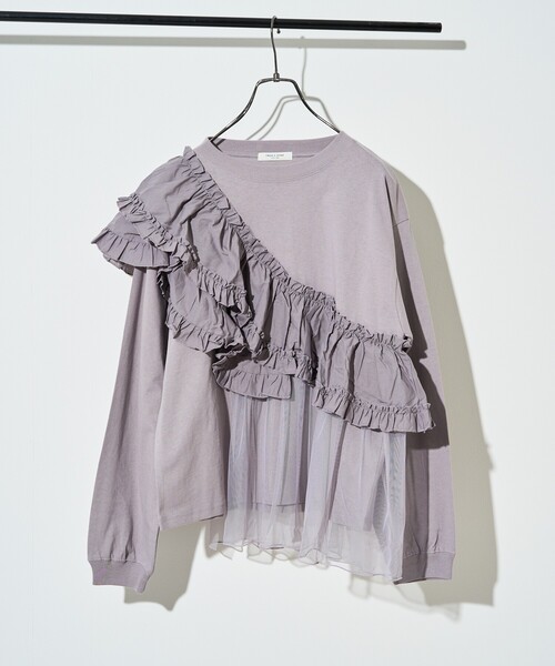 FREAK'S STORE(フリークスストア)の「フリルチュールドッキング ロンT(Tシャツ/カットソー・レディース・ベージュ/オフホワイト/サックスブルー/ブラック・フリ-)」の4枚目の写真