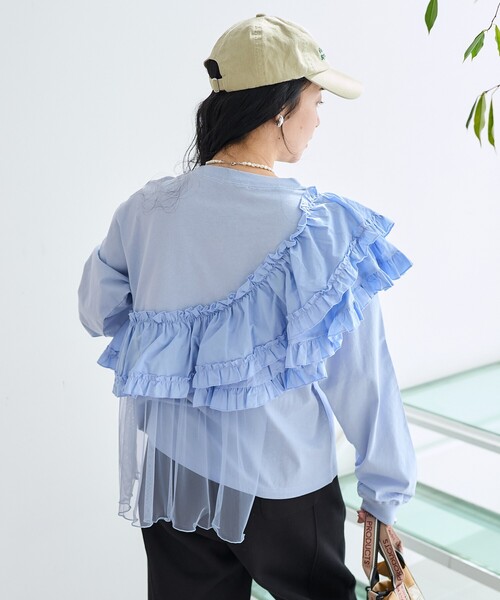 FREAK'S STORE(フリークスストア)の「フリルチュールドッキング ロンT(Tシャツ/カットソー・レディース・ベージュ/オフホワイト/サックスブルー/ブラック・フリ-)」の13枚目の写真