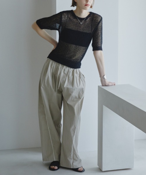 Aunt Marie's（アントマリーズ）の「シアーニットプルオーバー（ニット/セーター・レディース・ブラック/チャコールグレー/ホワイト・FREE）」の5枚目の写真