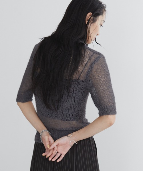 Aunt Marie's（アントマリーズ）の「シアーニットプルオーバー（ニット/セーター・レディース・ブラック/チャコールグレー/ホワイト・FREE）」の11枚目の写真