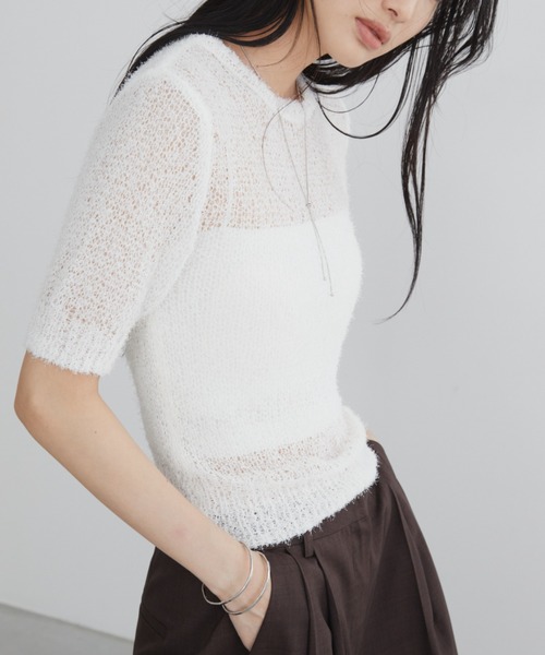 Aunt Marie's（アントマリーズ）の「シアーニットプルオーバー（ニット/セーター・レディース・ブラック/チャコールグレー/ホワイト・FREE）」の15枚目の写真