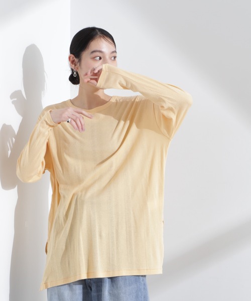 NANO universe(ナノユニバース)の「Robert P. Miller/Light Prib Crew L/S tee(Tシャツ/カットソー・レディース・オフホワイト/オレンジ系その他2・FREE)」の1枚目の写真