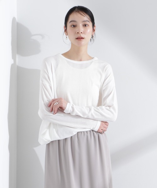 NANO universe(ナノユニバース)の「Robert P. Miller/Light Prib Crew L/S tee(Tシャツ/カットソー・レディース・オフホワイト/オレンジ系その他2・FREE)」の3枚目の写真