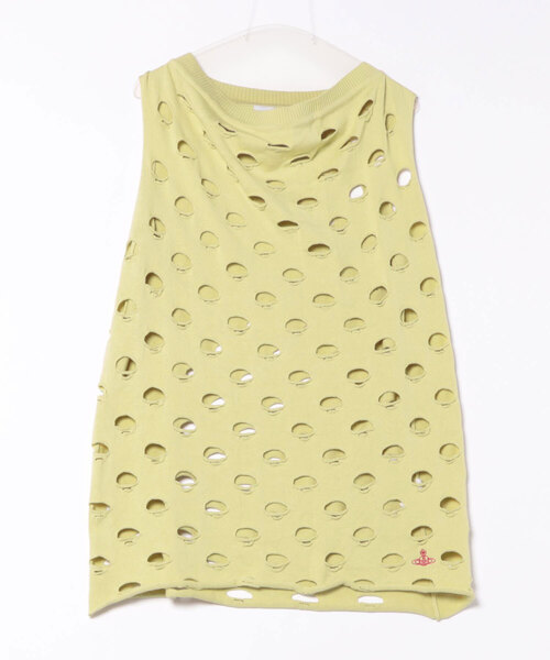 Vivienne Westwood ノースリーブチュニック 00 ブラック Vivienne Westwood（ヴィヴィアンウエストウッド）の「ﾋﾞｯｸﾞﾎｰﾙﾆｯﾄ