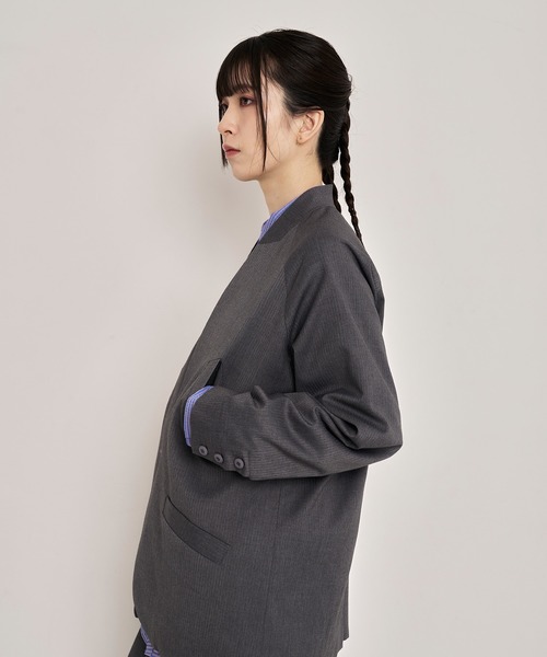 Nora Lily(ノラリリー)の「【Nora Lily】Shadow Stripe Design Jacket(テーラードジャケット・メンズ・ライトベージュ/グレー/ネイビー・FREE)」の6枚目の写真
