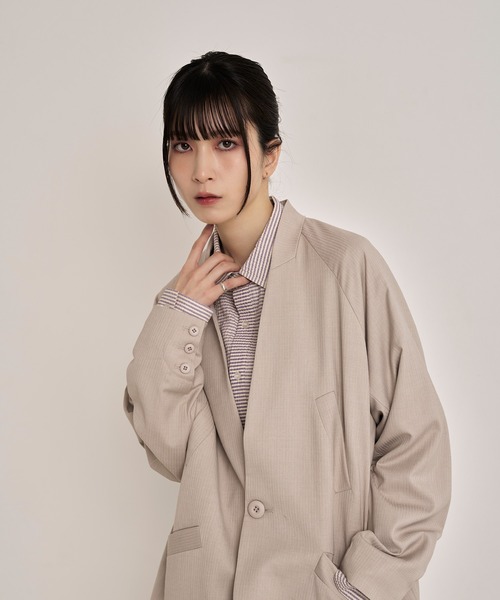 Nora Lily(ノラリリー)の「【Nora Lily】Shadow Stripe Design Jacket(テーラードジャケット・メンズ・ライトベージュ/グレー/ネイビー・FREE)」の14枚目の写真