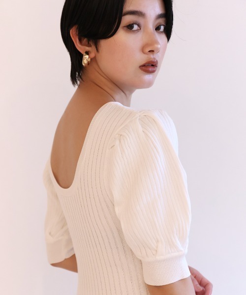 セール】puff sleeve rib knit one-piece（ワンピース）｜HONEY
