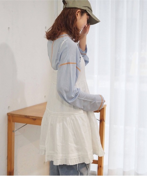 B7070■ヨーコドール フリル ドレープ 半袖 ワンピース 36 Rental Little Black Dress ten. / YOKO CHAN 裾と袖フリルの