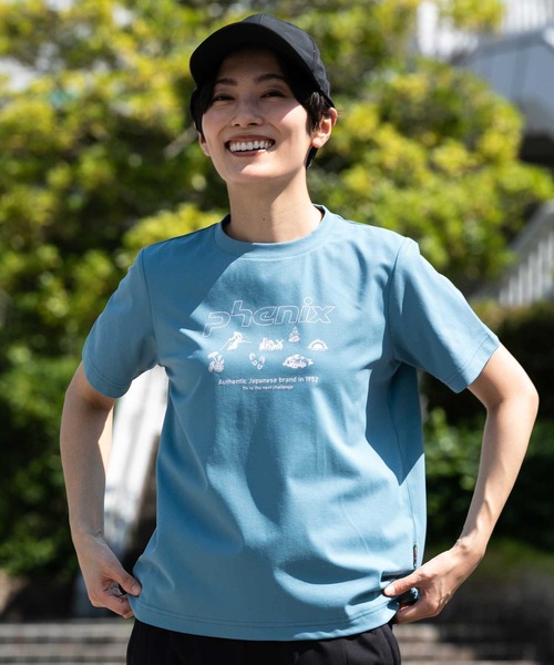 phenix outdoor(フェニックスアウトドア)の「phenix OUTDOOR(フェニックスアウトドア) レディース アウトドアロゴ 半袖Tシャツ (吸水速乾 / 通気性)(Tシャツ/カットソー・レディース・チャコールグレー/オフホワイト/ライトブルー・M/XL/L/S)」の3枚目の写真