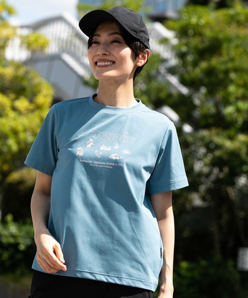 phenix outdoor(フェニックスアウトドア)の「phenix OUTDOOR(フェニックスアウトドア) レディース アウトドアロゴ 半袖Tシャツ (吸水速乾 / 通気性)(Tシャツ/カットソー・レディース・チャコールグレー/オフホワイト/ライトブルー・M/XL/L/S)」の14枚目の写真
