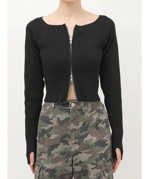 EVRIS（エヴリス）の「フロントジップオフショルニットトップス（ニット/セーター・レディース・ブルー/グレー/ブラック/ホワイト・FREE）」の20枚目の写真